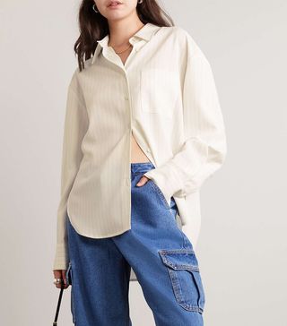 The Frankie Shop + Lui Oversized Pinstriped Crepe Shirt