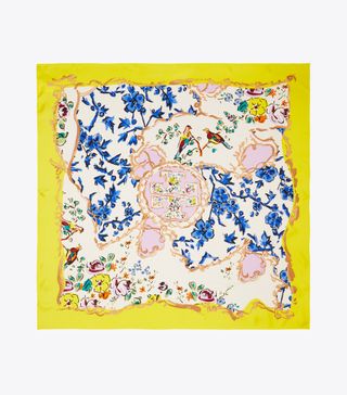 Tory Burch + Mixed Floral Silk Square Scarf