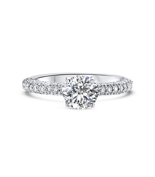 Ritani + Three Row Pave Diamond Engagement Ring