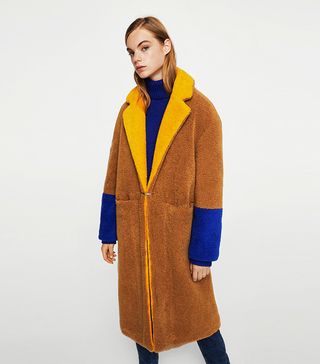 Mango + Contrast Faux Fur Coat
