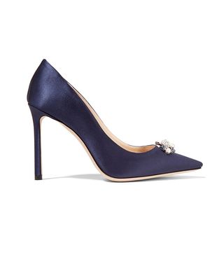 Jimmy Choo + Alexa 100 Embellished Satin Pumps