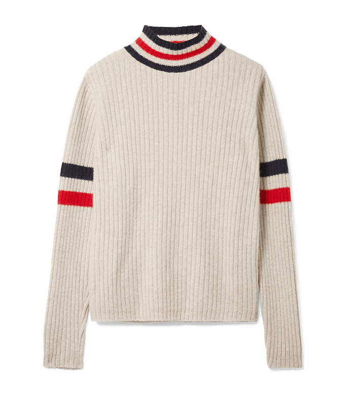 The Elder Statesman + Odyssey Striped Ribbed Cashmere Turtleneck Sweater