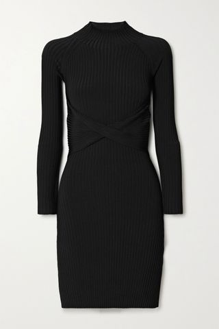 Dion Lee + Cutout Twist-Front Ribbed-Knit Mini Dress