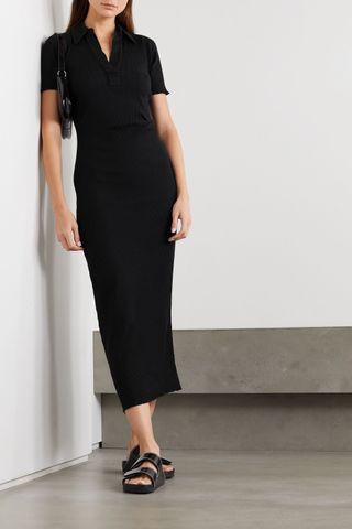 Helmut Lang + Ribbed Cotton Midi Dress