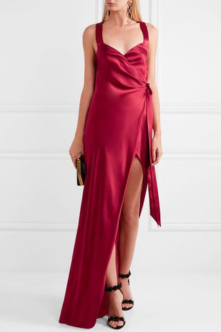 Michelle Mason + Silk-satin Wrap Gown