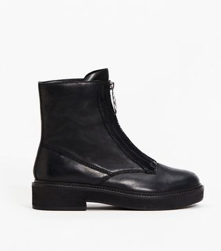 Mango + Zipper Leather Boots