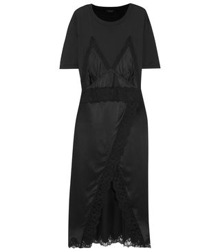 Burberry x Net-a-Porter + Black Satin and Jersey Mix Dress