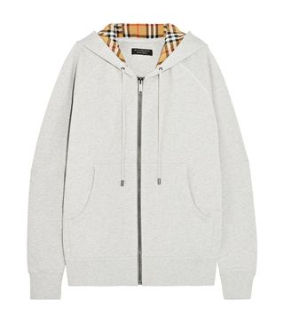 Burberry x Net-a-Porter + Grey Hoodie With Vintage Check Lining