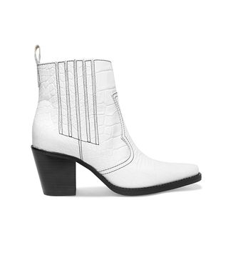 Ganni + Callie Textured-Leather Ankle Boots