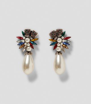 Zara + Long Faux Pearl Earrings