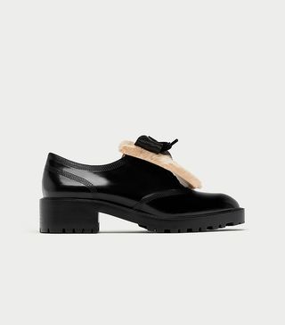 Zara + Derby Shoes With Removable Faux Fur Tongue