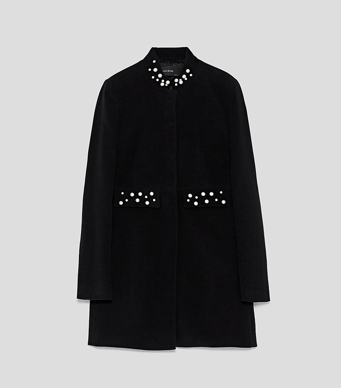 Zara + Moleskin Frock Coat with Pearl Sleeves