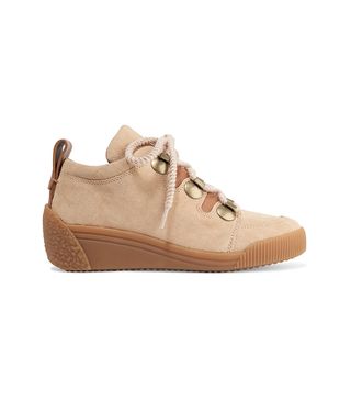 See by Chloé + Leather-Trimmed Nubuck Wedge Sneakers