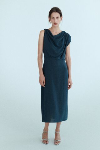 Zara + Draped Neck Dress