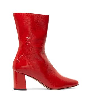 Trademark + Mira Patent Textured-Leather Ankle Boots