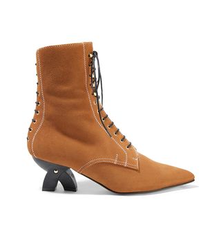 Loewe + Shearling-Lined Suede Ankle Boots