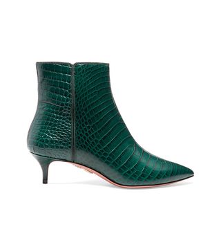 Aquazzura + Quant Croc-Effect Leather Ankle Boots