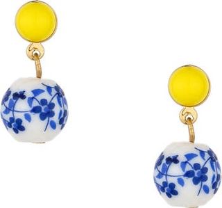 Ettika + Chinoiserie Imitation Pearl Drop Earrings