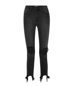 L'Agence + High Line Cropped Distressed Skinny Jeans