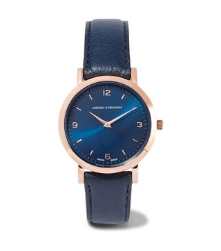 Larsson & Jennings + Lugano Leather and Rose Gold-Plated Watch