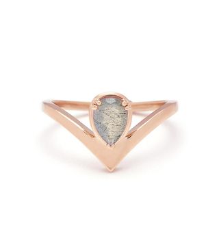Anna Sheffield + Celestine Orbit Ring Rose Gold & Labradorite