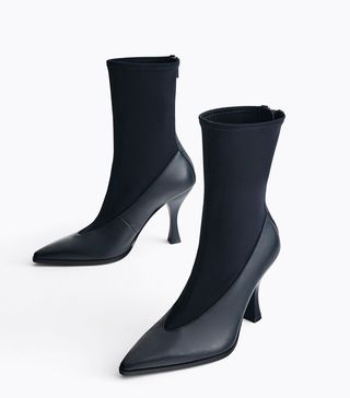 Uterqüe + Contrast Leather Ankle Boots