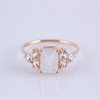 Carried Jewels + Rainbow Moonstone White Sapphire Duchess Ring