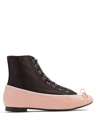 Marco de Vincenzo + Ballet High-Top Satin and Leather Trainers
