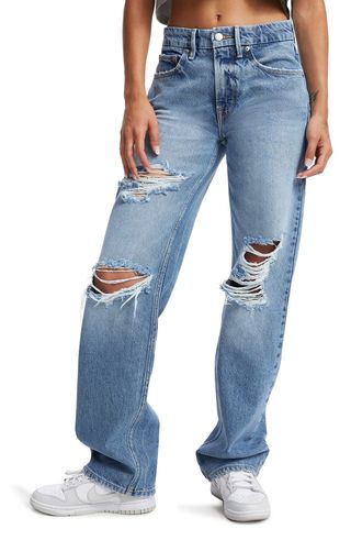 Good American + Good '90s Ripped High Waist Relaxed Jeans