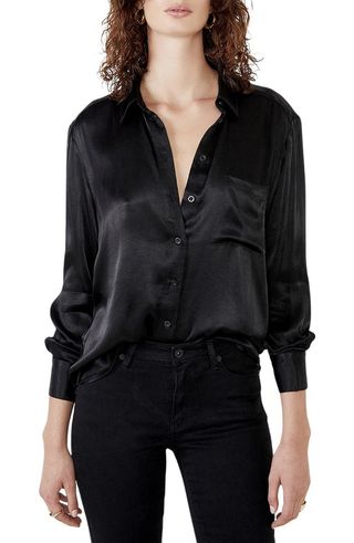 Bardot + Satin Crepe Button-Up Shirt
