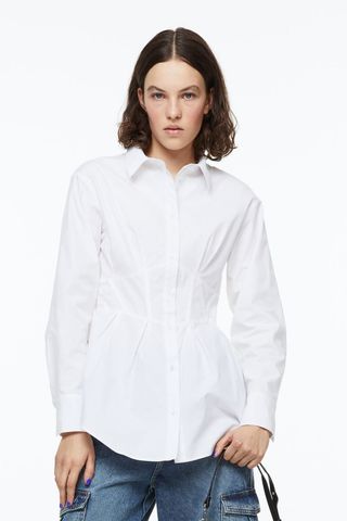 H&M + Tapered-Waist Poplin Shirt