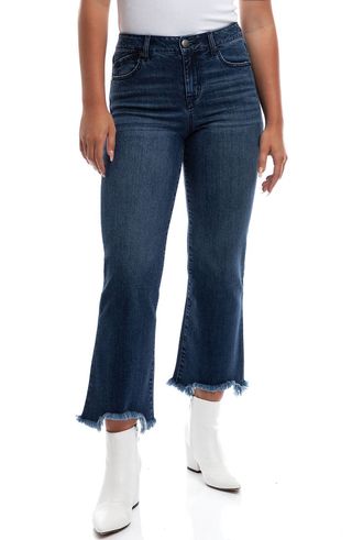1822 Denim + High Waist Frayed Crop Bootcut Jeans
