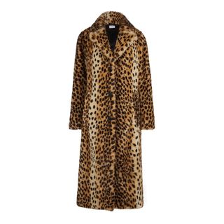 Warehouse + Long Leopard Faux-Fur Coat