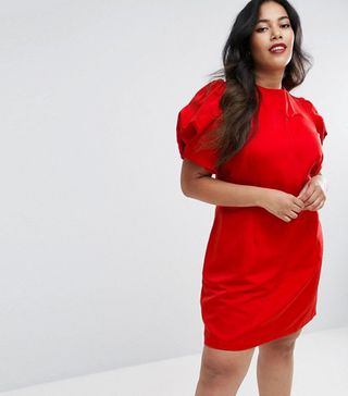 ASOS Curve + Shift Dress With Puff Sleeve