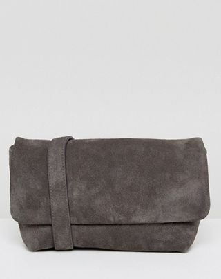 ASOS + Vagabond Leather Bum Bag in Grey Suede