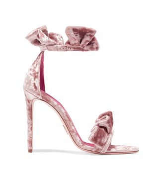 Oscar Tiye + Antoinette Ruffled Crushed-Velvet Sandals