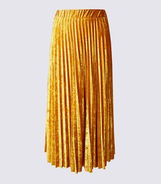 Marks & Spencer + Velvet Pleated A-Line Midi Skirt
