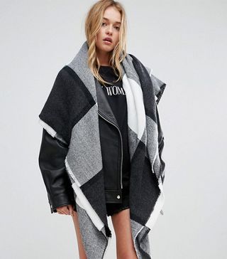 ASOS + Oversized Square Scarf in Blown-Up Check