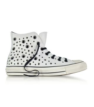 Converse + Chuck Taylor All Star High Distressed Pale Putty Leather Sneakers With Eyelets