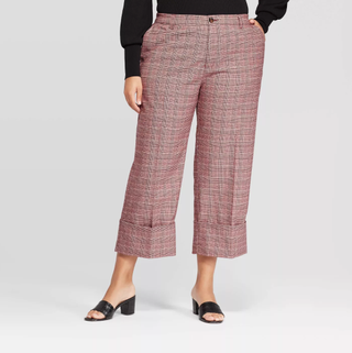 Who What Wear + Plaid Mid-Rise Straight Pants