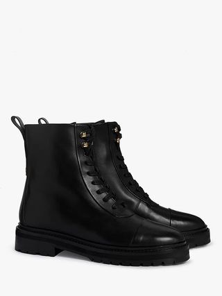 John Lewis + Pine Leather Cleated Sole Lace Up Biker Boots