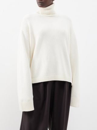 The Frankie Shop + Rhea Oversized Wool-Cotton Roll-Neck Sweater