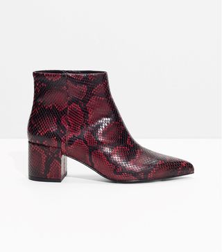 & Other Stories + Embossed Leather Ankle Boots