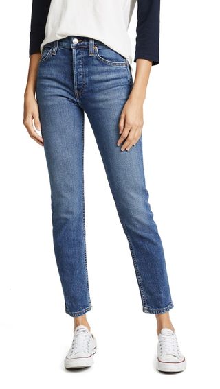 Re/Done + High Rise Ankle Crop Jeans