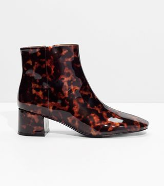 & Other Stories + Golden Leather Ankle Boots