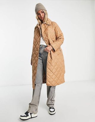 ASOS + Fire & Glory Quilted Maxi Coat