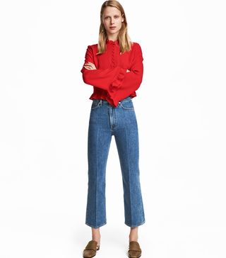 H&M + Kickflare High Ankle Jeans in Denim Blue