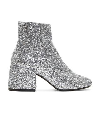 MM6 Maison Martin Margiela + Silver Glitter Block Heel Boots