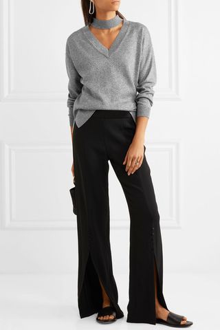 Allude + Metallic Wool-Blend Sweater