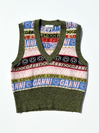 Ganni + Graphic V-Neck Vest